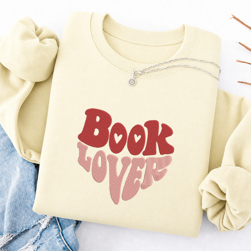 Embroidered Vintage Book Lover Classic Crewneck Sweatshirt