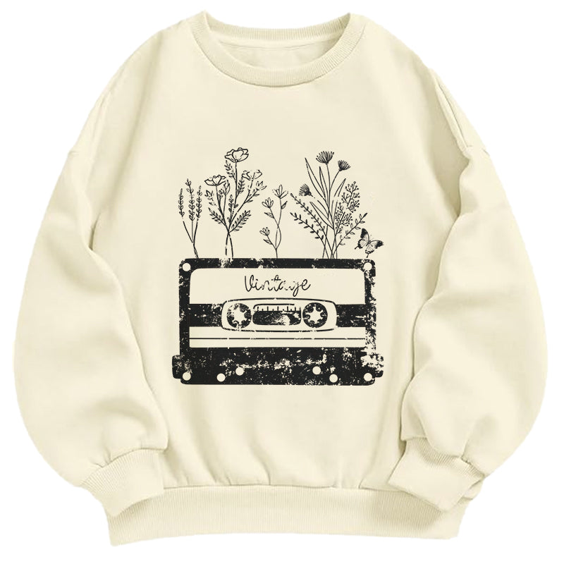 Vintage Cassette Wildflowers Classic Adult Unisex Crewneck Sweatshirts