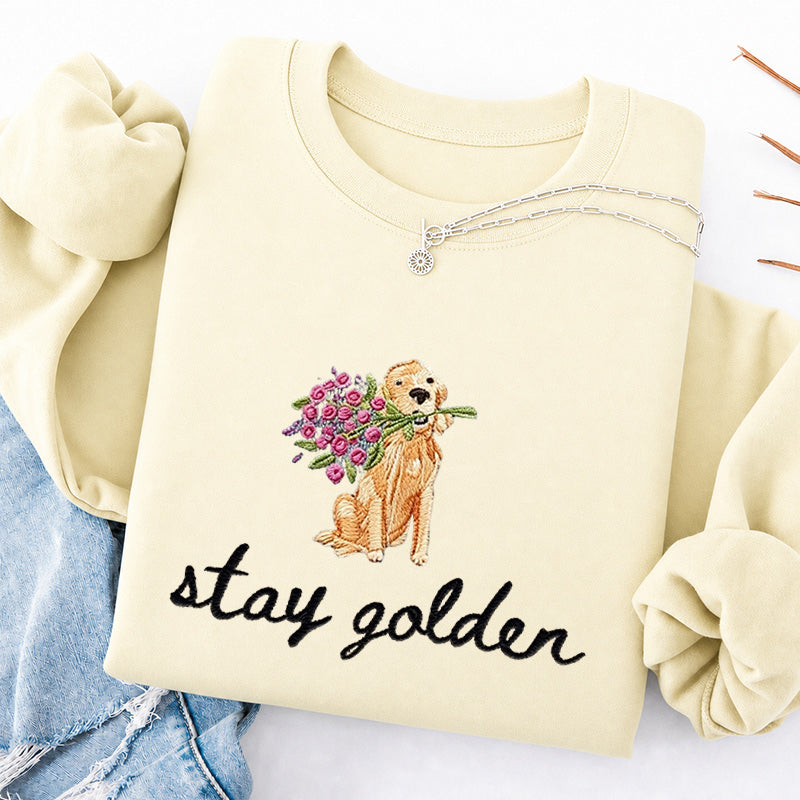 Embroidered Stay Golden Classic Crewneck Sweatshirt