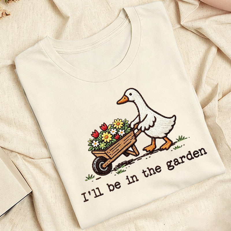 Embroidered Silly Goose Garden Classic Adult Unisex Crew Neck T-Shirt