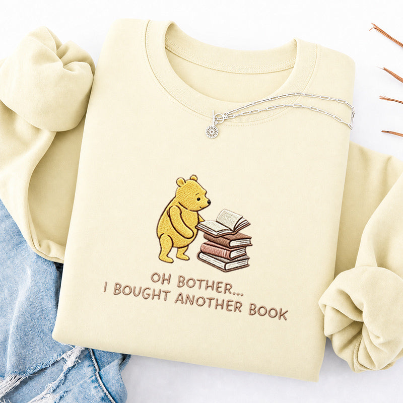Embroidered Funny Bear Reading Books Classic Crewneck Sweatshirt