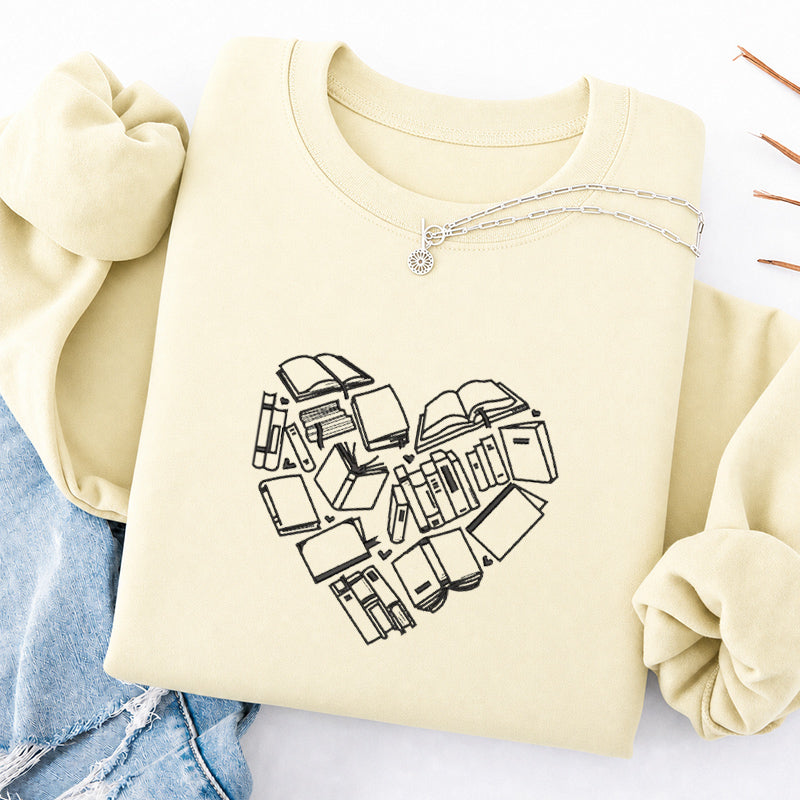 Embroidered Book Heart Classic Crewneck Sweatshirt
