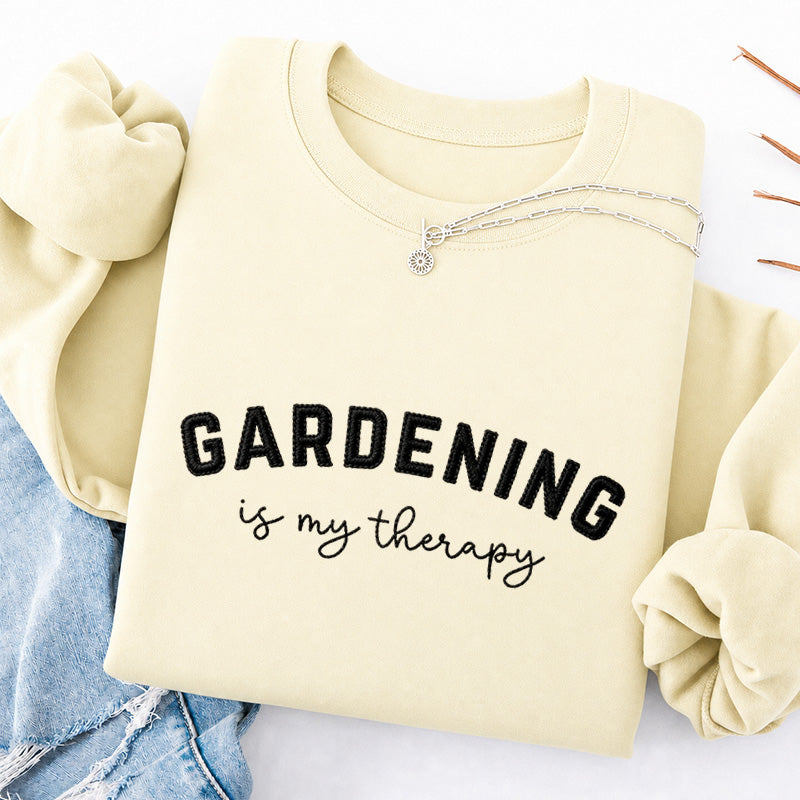 Embroidered Gardening Is My Therapy Classic Crewneck Sweatshirt