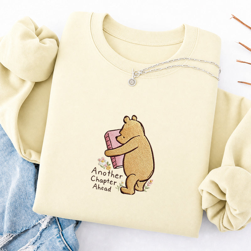 Embroidered Reading Bear Another Chapter Classic Crewneck Sweatshirt