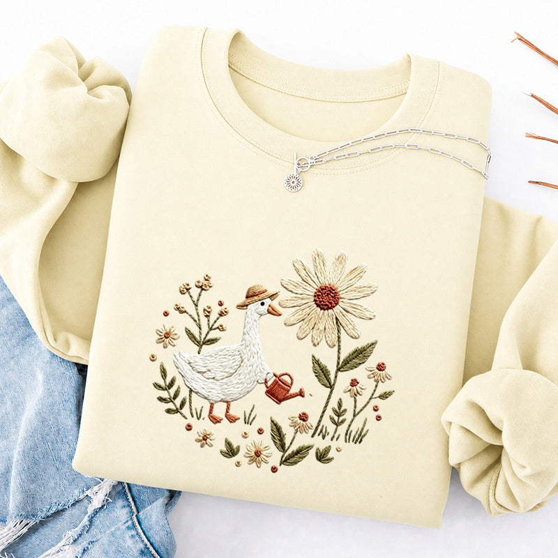 Embroidered Goose Garden Classic Crewneck Sweatshirt