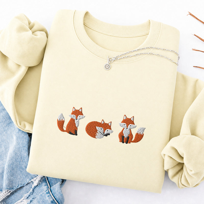 Embroidered Cute Fox Classic Crewneck Sweatshirt