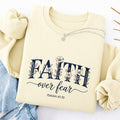 Embroidered Faith Over Fear Floral Classic Crewneck Sweatshirt
