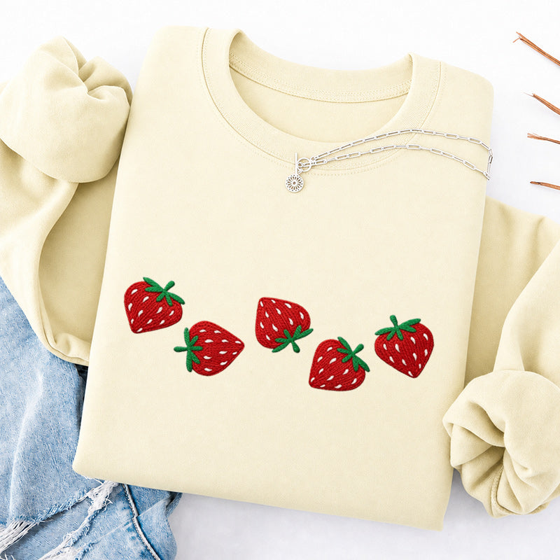 Embroidered Strawberry Classic Crewneck Sweatshirt