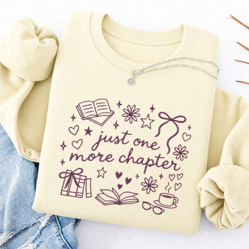 Embroidered Just One More Chapter Classic Crewneck Sweatshirt
