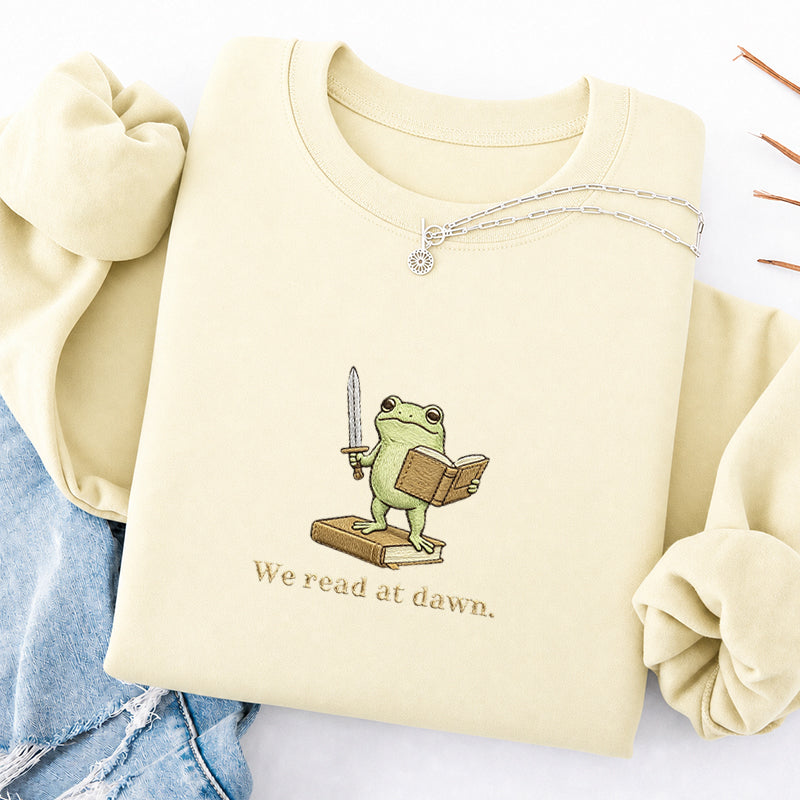 Embroidered We Read At Dawn Classic Crewneck Sweatshirt