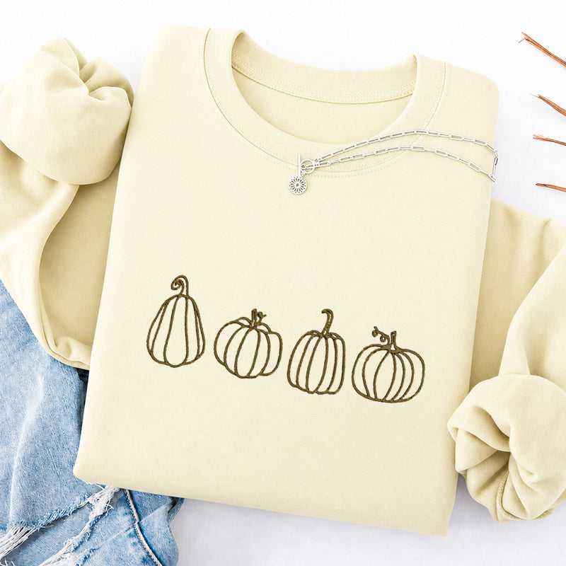 Embroidered Pumpkins Classic Crewneck Sweatshirt