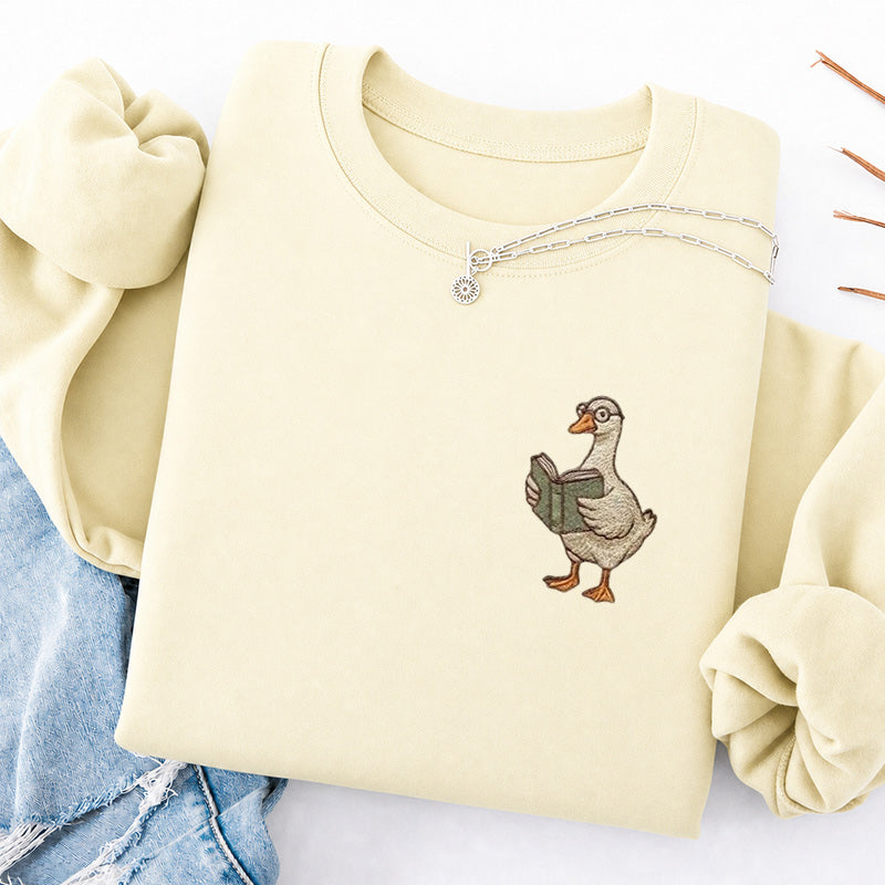 Embroidered Reading Goose Classic Crewneck Sweatshirt