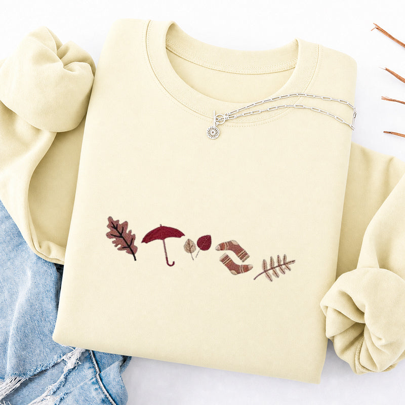 Embroidered Cozy Fall Classic Crewneck Sweatshirt