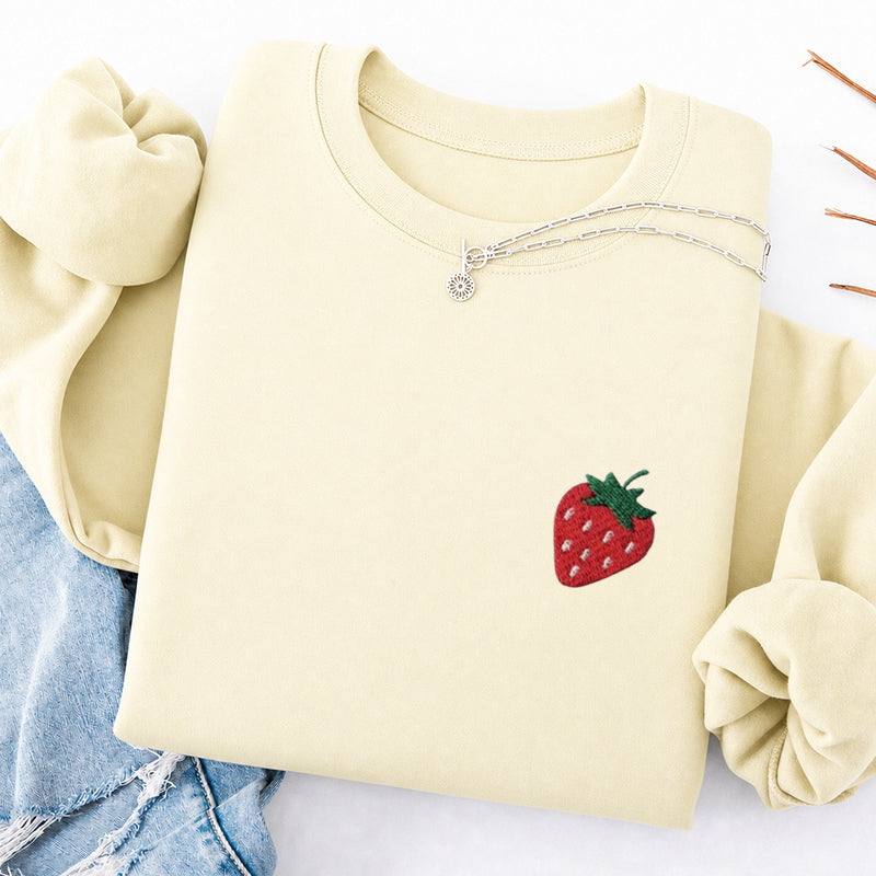 Embroidered Strawberry Classic Crewneck Sweatshirt