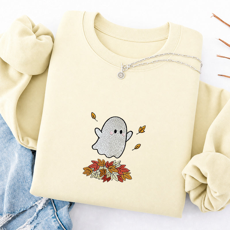 Embroidered Fall Ghost Classic Crewneck Sweatshirt