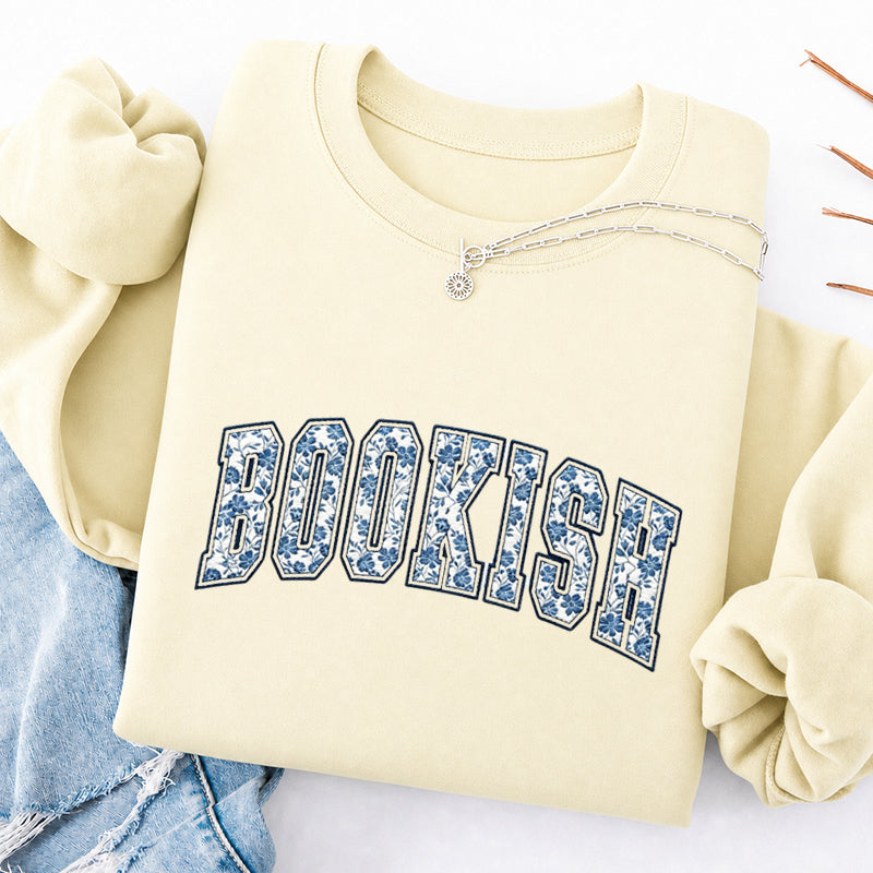 Embroidered Retro Bookish Classic Crewneck Sweatshirt
