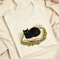 Embroidered Black Cat Book Classic Adult Unisex Crew Neck T-Shirt