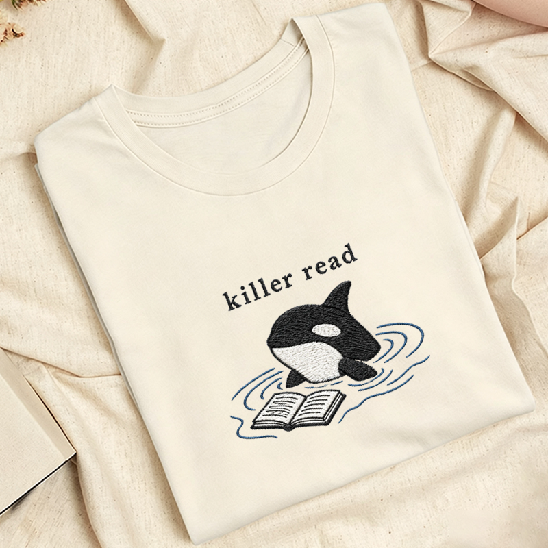 Embroidered Killer Read Orca Classic Adult Unisex Crew Neck T-Shirt