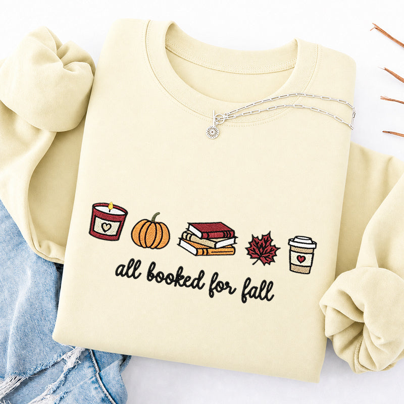 Embroidered All Booked For Fall Classic Crewneck Sweatshirt