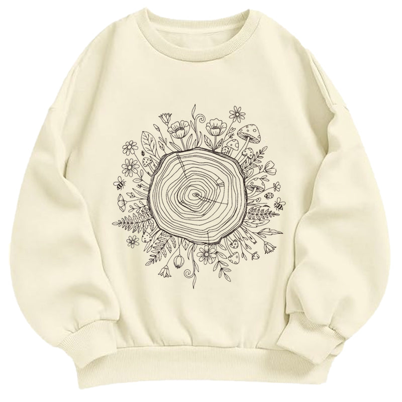 Tree Ring with Wildflowers Classic Adult Unisex Crewneck Sweatshirts