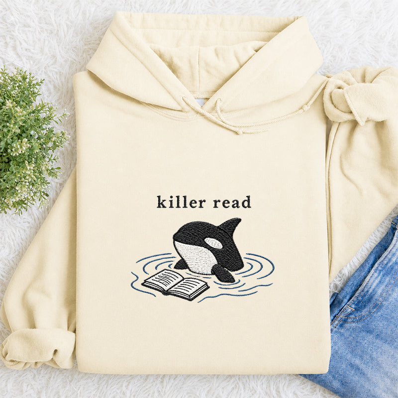 Embroidered Killer Read Orca Classic Adult Unisex Hoodie