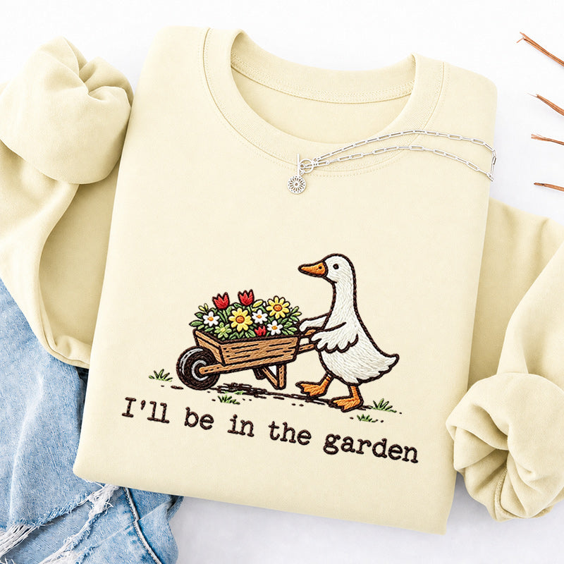 Embroidered Silly Goose Garden Classic Crewneck Sweatshirt