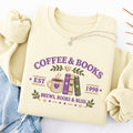 Embroidered Coffee And Books Classic Crewneck Sweatshirt