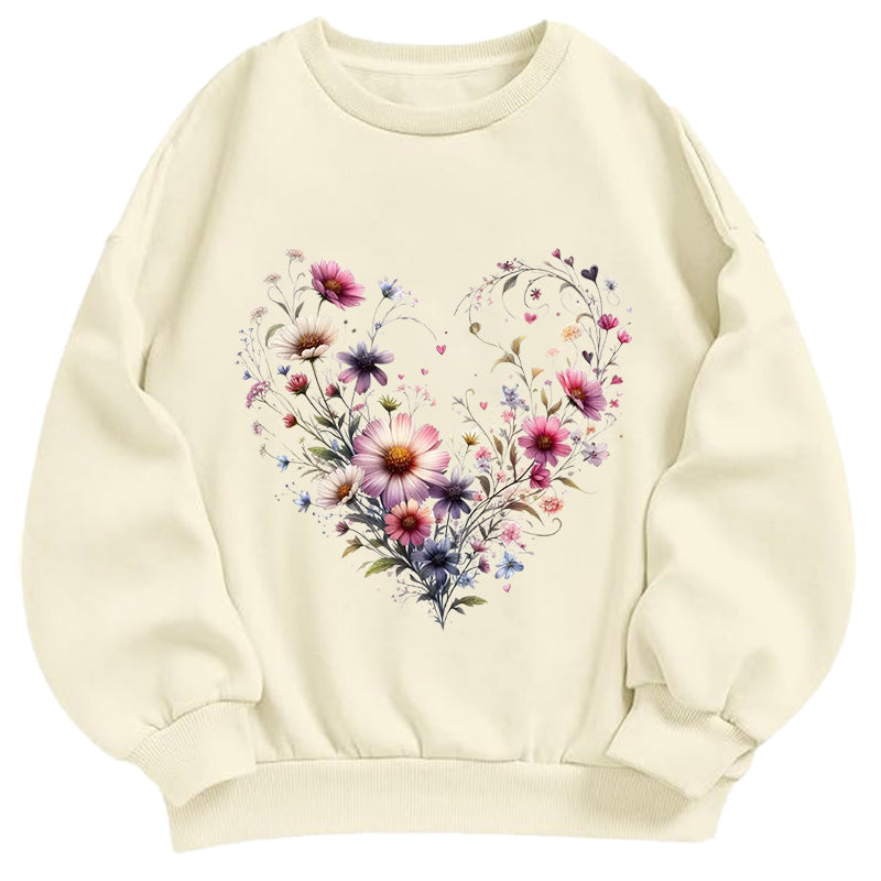 Wildflowers Woven Heart Classic Adult Unisex Crewneck Sweatshirts