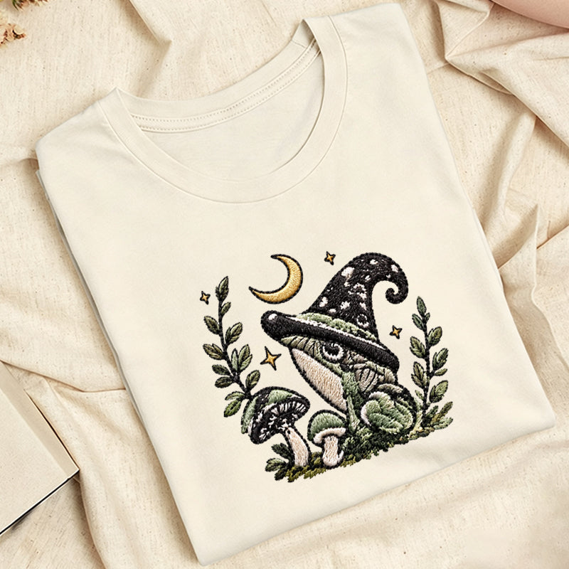Embroidered Witchy Frog Classic Adult Unisex Crew Neck T-Shirt