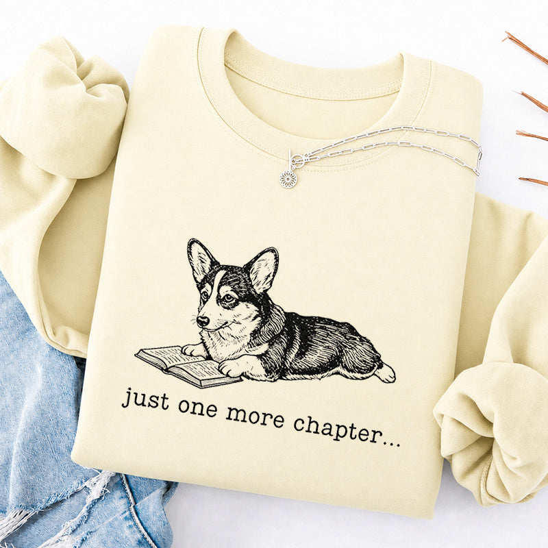 Embroidered One More Chapter Corgi Classic Crewneck Sweatshirt