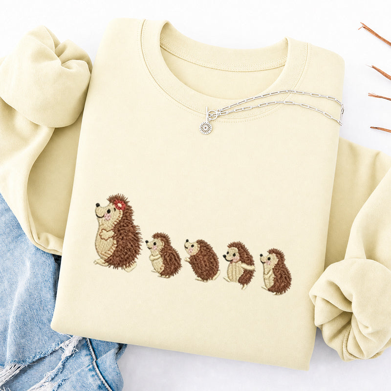 Embroidered Cute Hedgehog Classic Crewneck Sweatshirt