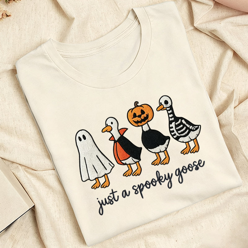 Embroidered Just A Spooky Goose Classic Adult Unisex Crew Neck T-Shirt