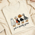 Embroidered Just A Spooky Goose Classic Adult Unisex Crew Neck T-Shirt