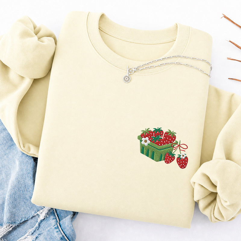 Embroidered Strawberry Blanket Classic Crewneck Sweatshirt