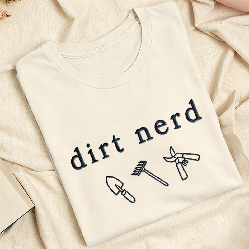 Embroidered Dirt Nerd Classic Adult Unisex Crew Neck T-Shirt