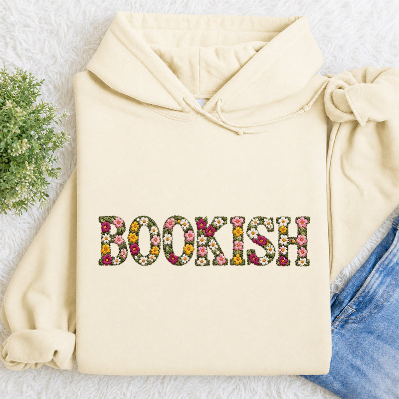 Embroidered Floral Bookish Classic Adult Unisex Hoodie