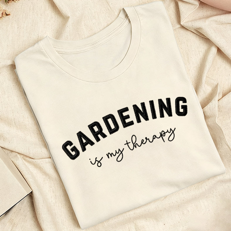 Embroidered Gardening Is My Therapy Classic Adult Unisex Crew Neck T-Shirt