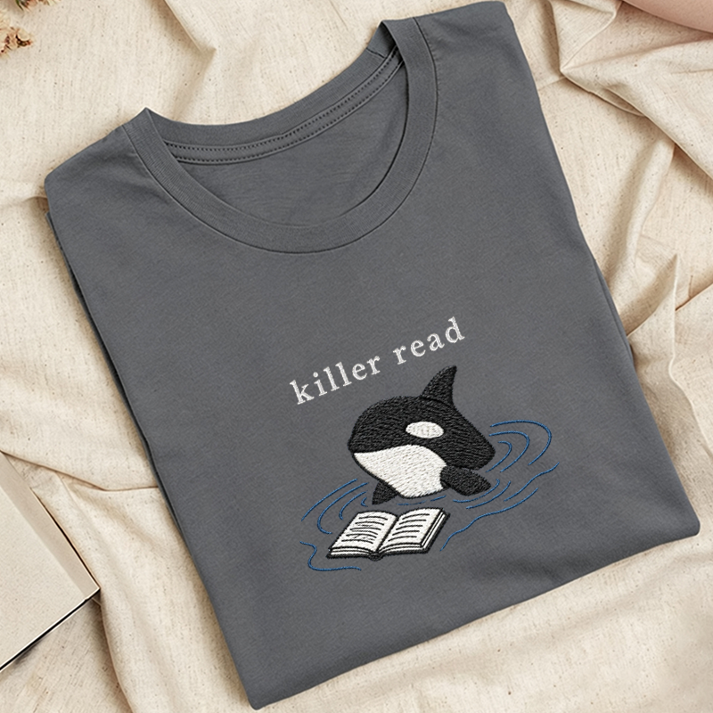 Embroidered Killer Read Orca Classic Adult Unisex Crew Neck T-Shirt