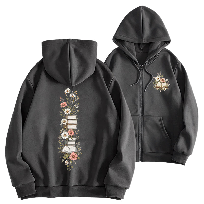 Where Books Bloom Adult Unisex Full Zip Hoodie