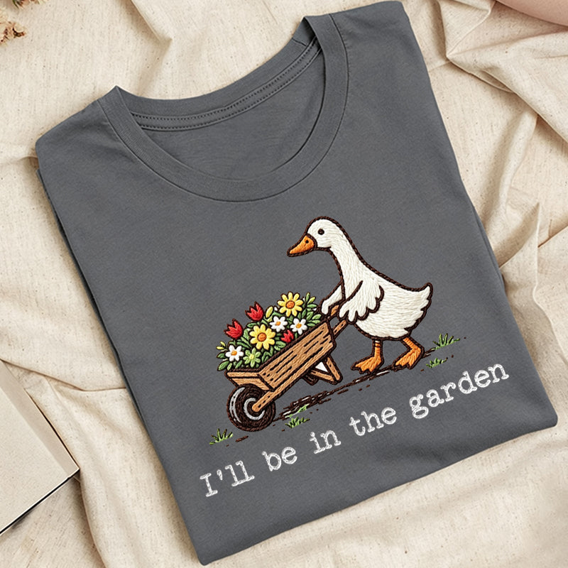 Embroidered Silly Goose Garden Classic Adult Unisex Crew Neck T-Shirt