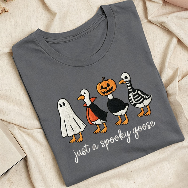 Embroidered Just A Spooky Goose Classic Adult Unisex Crew Neck T-Shirt