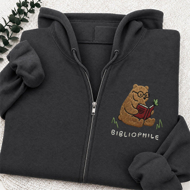 Embroidered Reading Bear Classic Full Zip Hoodie
