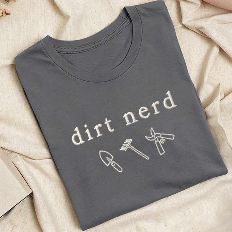 Embroidered Dirt Nerd Classic Adult Unisex Crew Neck T-Shirt