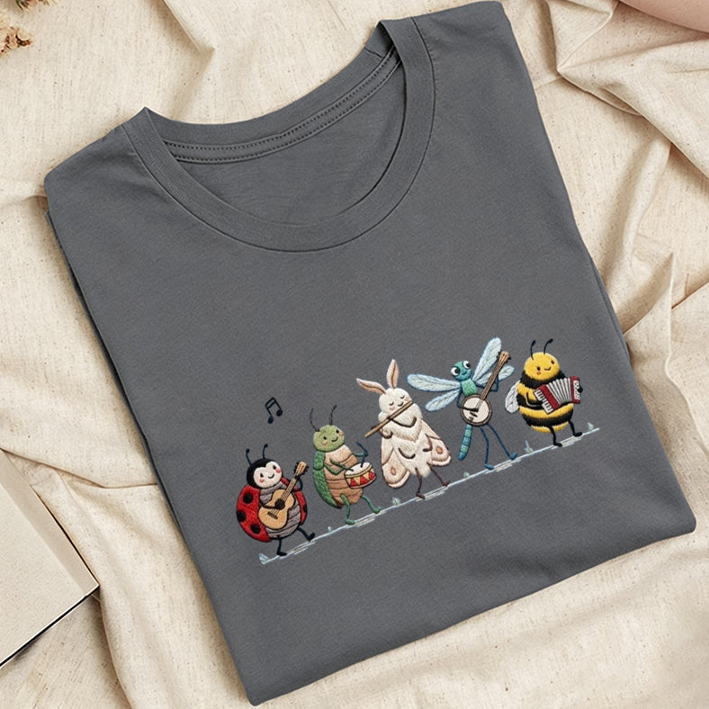Embroidered Bug Orchestra Classic Adult Unisex Crew Neck T-Shirt