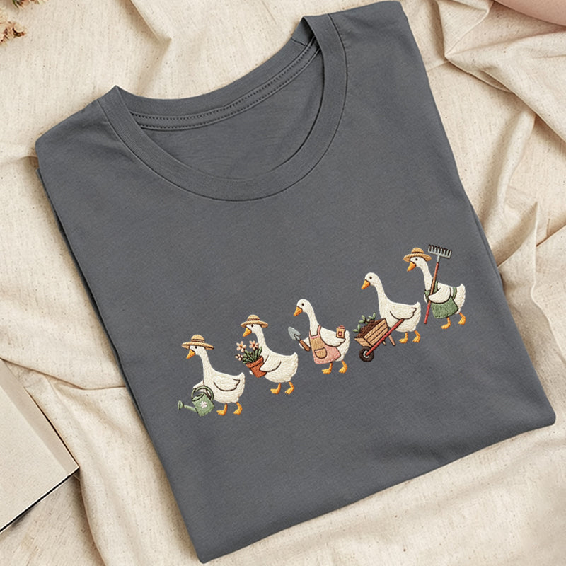 Embroidered Garden Goose Classic Adult Unisex Crew Neck T-Shirt