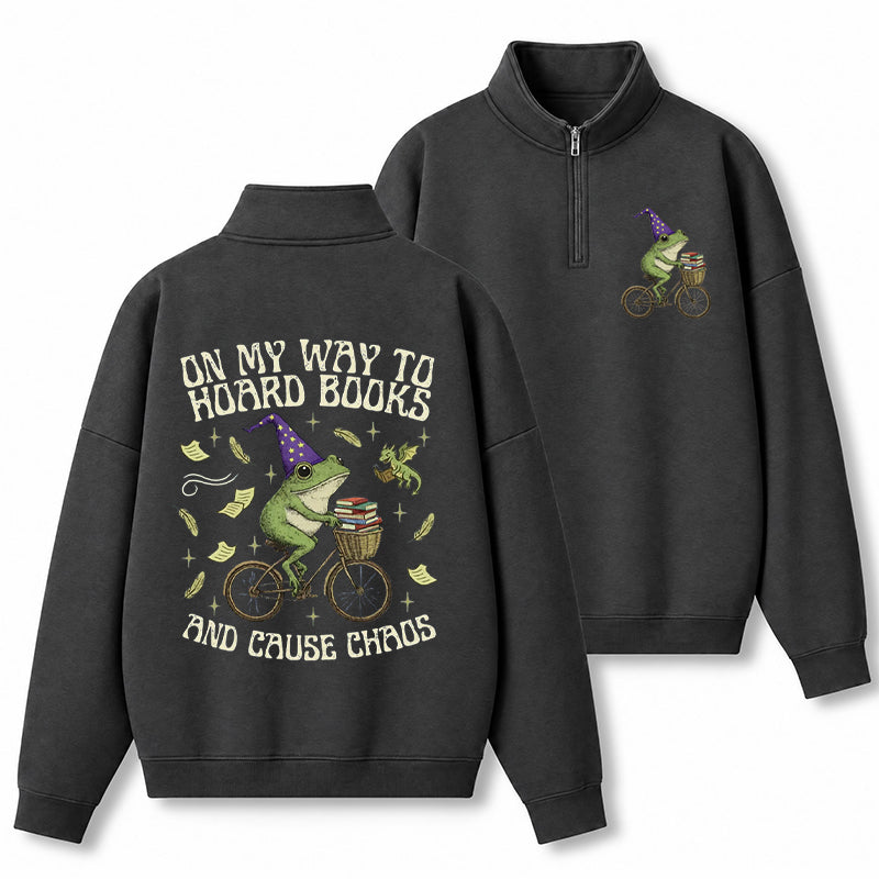 Off To Hoard Books Bookish Frog Classic Quarter Zip Sweatshirt