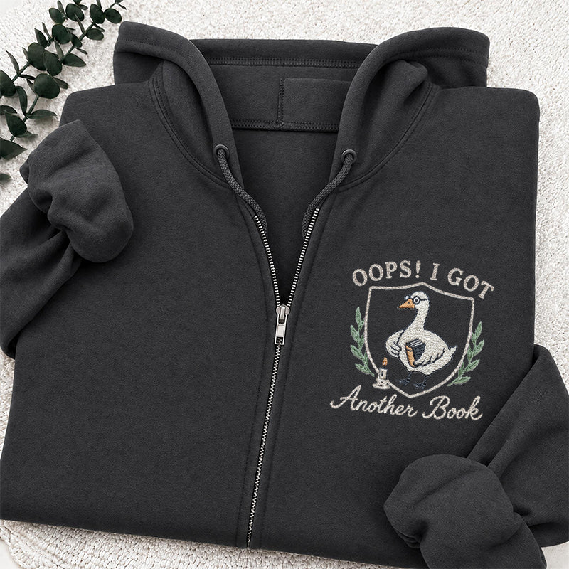 Embroidered Goose Got Another Book Classic Adult Unisex Full Zip Hoodie