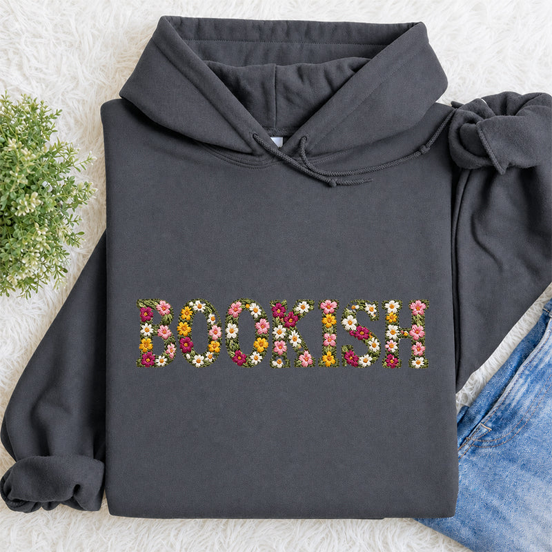 Embroidered Floral Bookish Classic Adult Unisex Hoodie