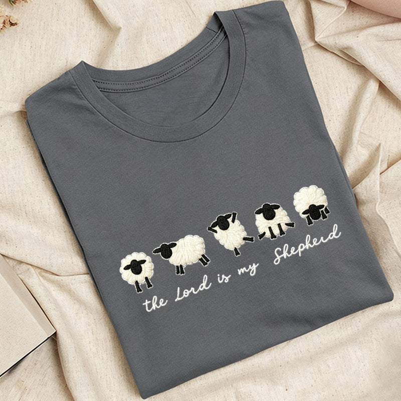 Embroidered Christian Sheep Classic Adult Unisex Crew Neck T-Shirt