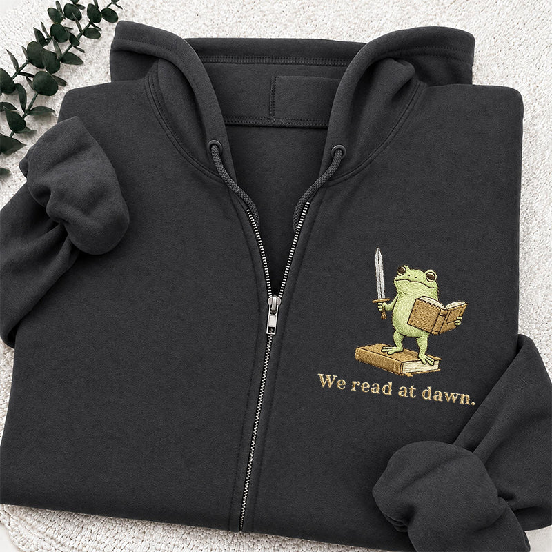 Embroidered We Read At Dawn Classic Adult Unisex Full Zip Hoodie